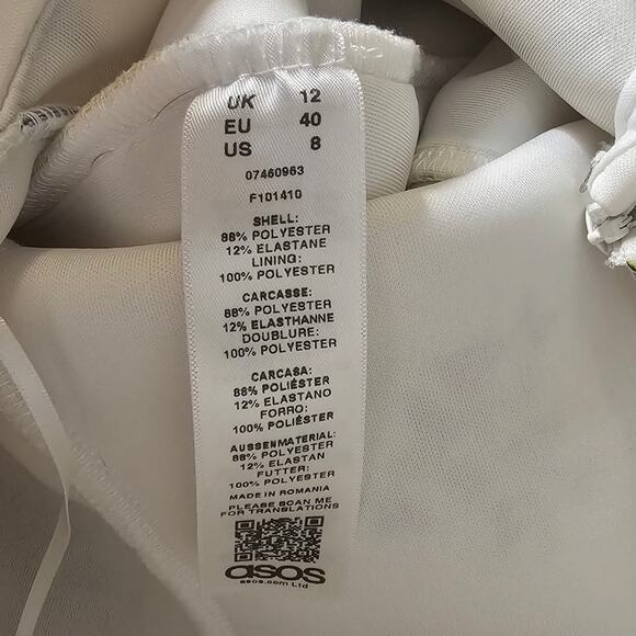 ASOS Floral One Shoulder Ruffle A-Line Mini Dress Size 8 - Picture 4 of 10